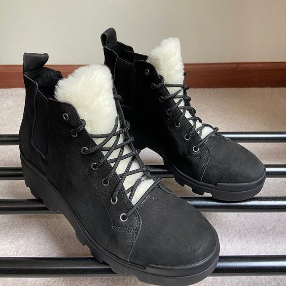 EILEEN FISHER Women Calm Leather Shearling Boots NEW - Picture 7 of 8